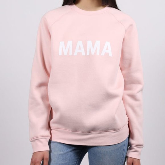 Brunette The Label Sweaters - Brunette The Label Mama Pullover Crewneck Sweater Soft Pink White M/L (P2P: 20")